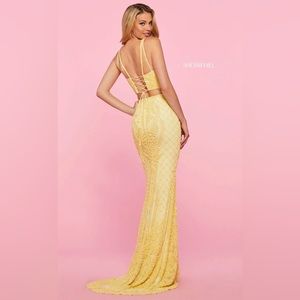 Sherri Hill Yellow Beaded Two Piece Dress